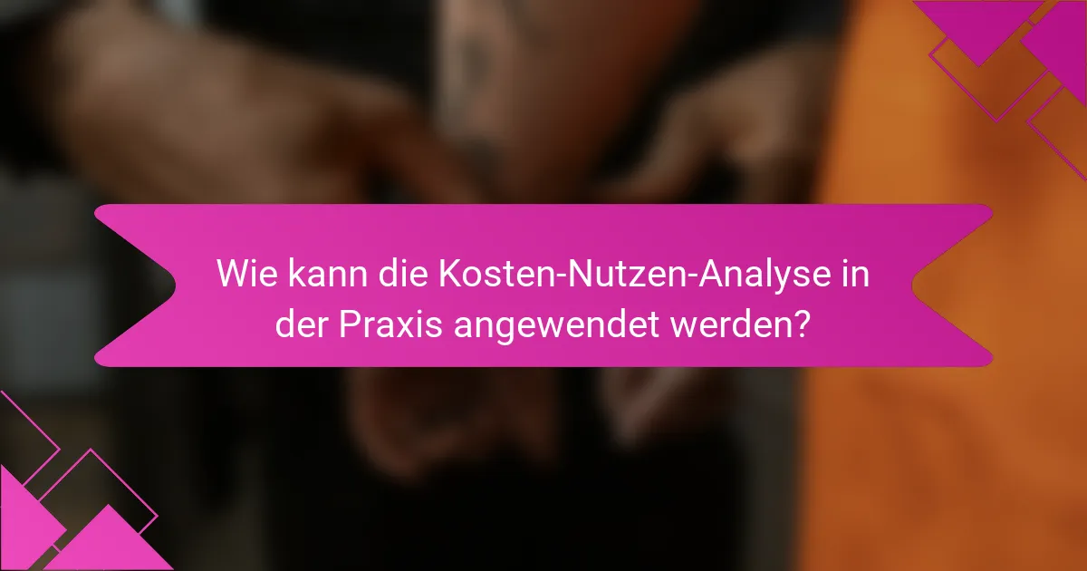 Wie kann die Kosten-Nutzen-Analyse in der Praxis angewendet werden?